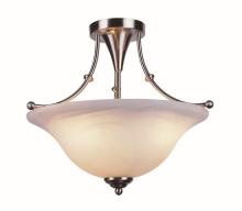  6540 BN - Perkins 3-Light Armed Semi Flush Indoor Ceiling Light with Glass Bowl Shade